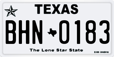 TX license plate BHN0183