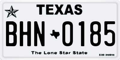 TX license plate BHN0185