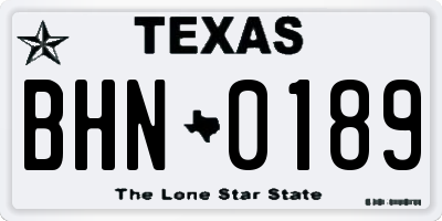 TX license plate BHN0189