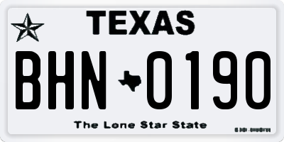 TX license plate BHN0190