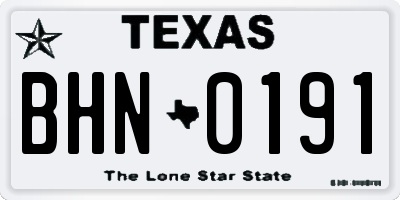 TX license plate BHN0191