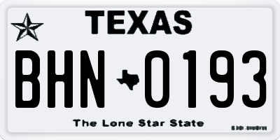 TX license plate BHN0193