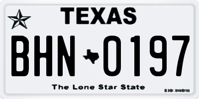 TX license plate BHN0197