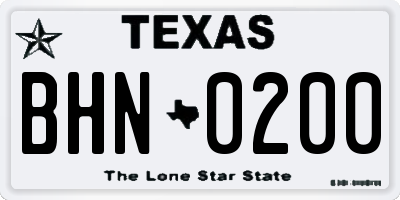 TX license plate BHN0200