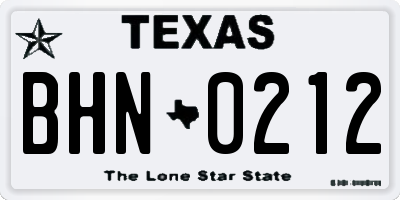 TX license plate BHN0212