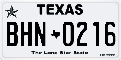 TX license plate BHN0216
