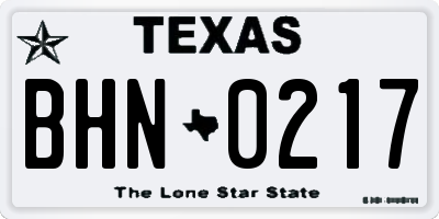 TX license plate BHN0217