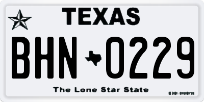 TX license plate BHN0229