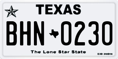 TX license plate BHN0230