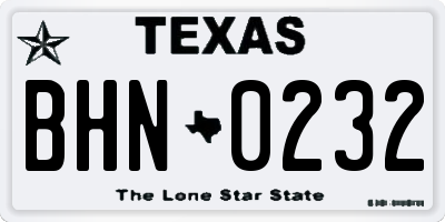 TX license plate BHN0232