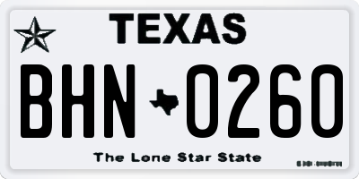 TX license plate BHN0260
