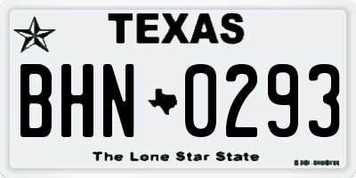 TX license plate BHN0293