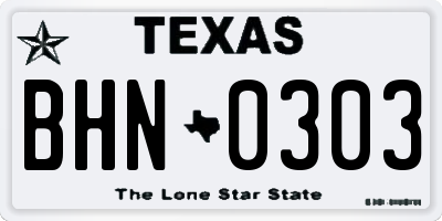 TX license plate BHN0303