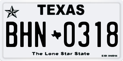 TX license plate BHN0318