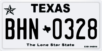 TX license plate BHN0328