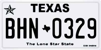 TX license plate BHN0329