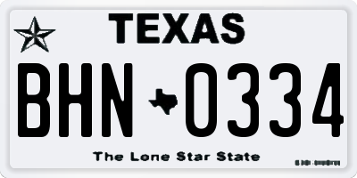 TX license plate BHN0334