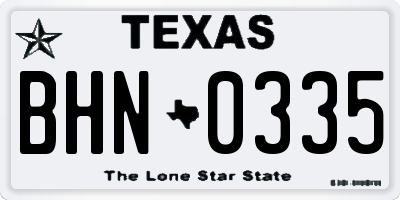 TX license plate BHN0335