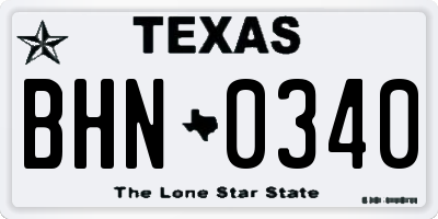 TX license plate BHN0340