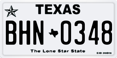 TX license plate BHN0348