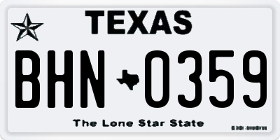 TX license plate BHN0359
