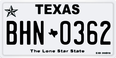 TX license plate BHN0362