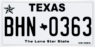 TX license plate BHN0363