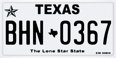 TX license plate BHN0367