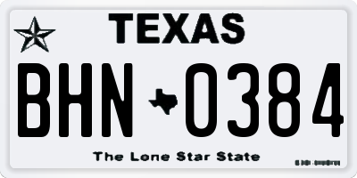 TX license plate BHN0384
