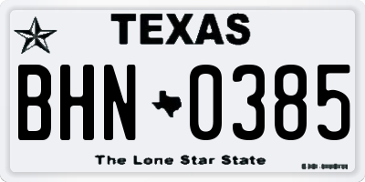 TX license plate BHN0385