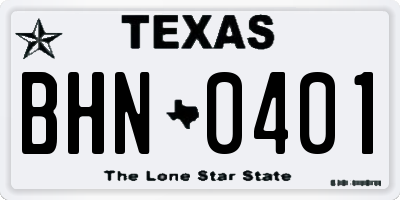 TX license plate BHN0401