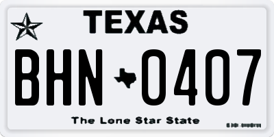 TX license plate BHN0407