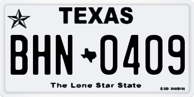 TX license plate BHN0409
