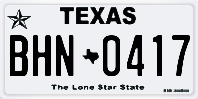 TX license plate BHN0417