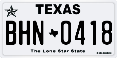 TX license plate BHN0418