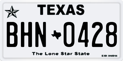 TX license plate BHN0428