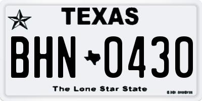 TX license plate BHN0430