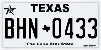 TX license plate BHN0433