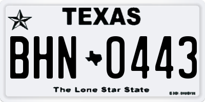 TX license plate BHN0443