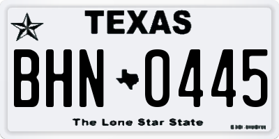 TX license plate BHN0445