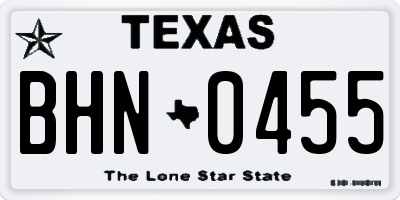 TX license plate BHN0455