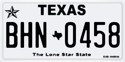 TX license plate BHN0458