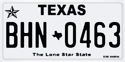 TX license plate BHN0463