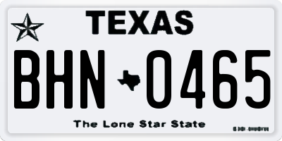 TX license plate BHN0465