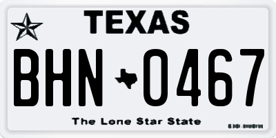 TX license plate BHN0467
