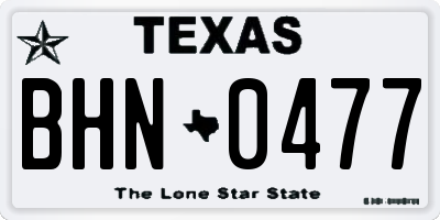 TX license plate BHN0477