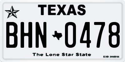 TX license plate BHN0478