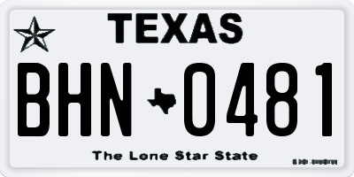 TX license plate BHN0481
