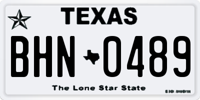 TX license plate BHN0489