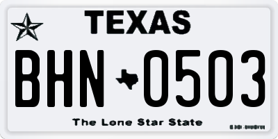TX license plate BHN0503